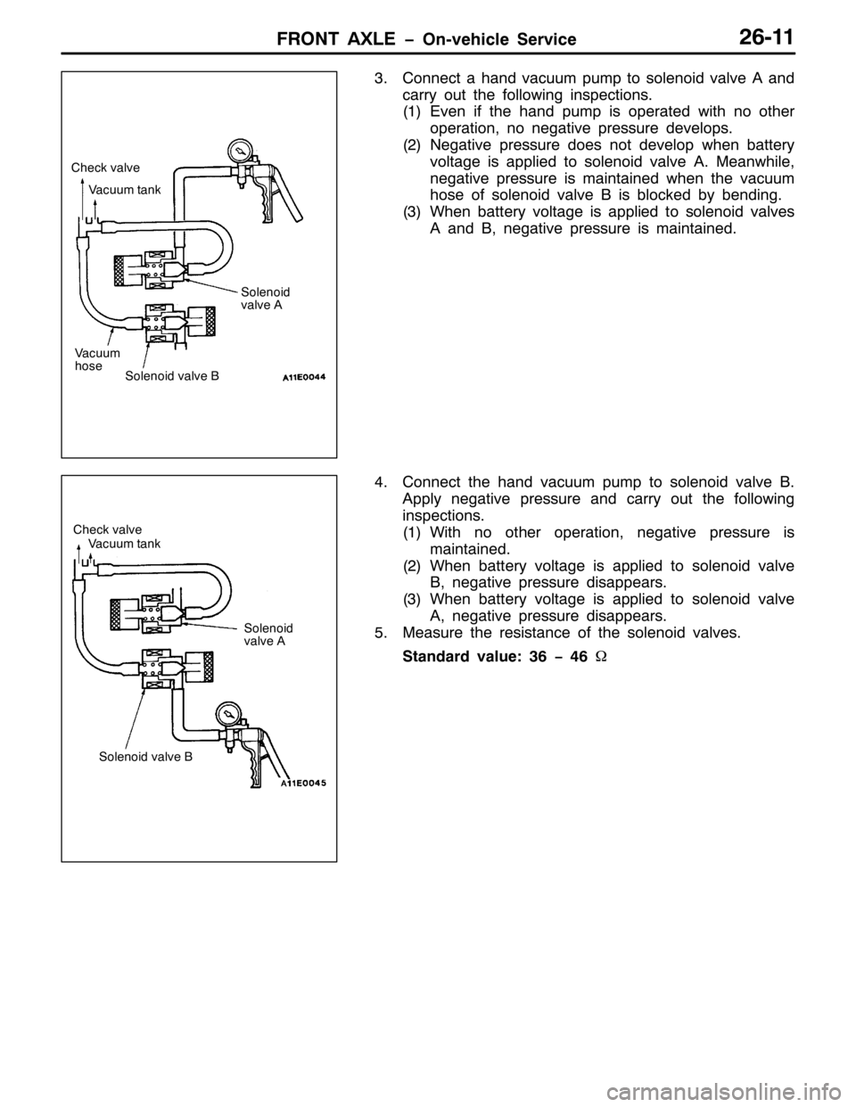 MITSUBISHI PAJERO SPORT 1998 Workshop Manual )5217 $;/( ï2Q0YHKLFOH 6HUYLFH59044
61&RQQHFW D KDQG YDFXXP SXPS WR VROHQRLG YDOYH $ DQG
FDUU\ RXW WKH IROORZLQJ LQVSHFWLRQV1
+4,(YHQ LI WKH KDQG SXPS LV RSHUDWHG ZLWK QR RWKHU
RSHUDWLRQ/QR QHJDWLYH MITSUBISHI PAJERO SPORT 1998 Workshop Manual )5217 $;/( ï2Q0YHKLFOH 6HUYLFH59044
61&RQQHFW D KDQG YDFXXP SXPS WR VROHQRLG YDOYH $ DQG
FDUU\ RXW WKH IROORZLQJ LQVSHFWLRQV1
+4,(YHQ LI WKH KDQG SXPS LV RSHUDWHG ZLWK QR RWKHU
RSHUDWLRQ/QR QHJDWLYH