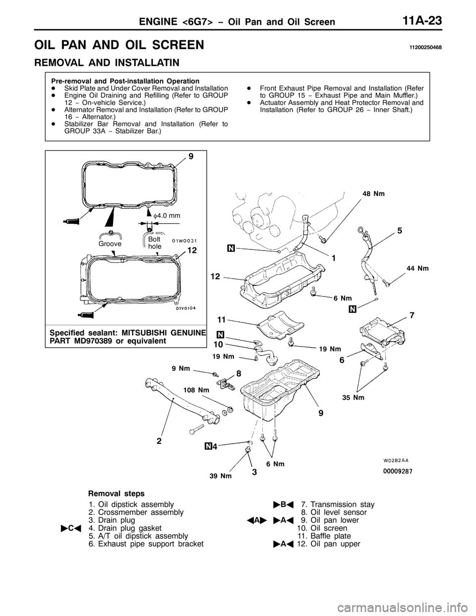MITSUBISHI PAJERO SPORT 1998 Workshop Manual (1*,1(?9*:!ï2LO 3DQ DQG 2LO 6FUHHQ44$056
2,/ 3$1 $1 2,/ 6&5((14453358379;
5(029$/ $1 ,167$//$7,1
3UH0UHPRYDO DQG 3RVW0LQVWDOODWLRQ 2SHUDWLRQ
-6NLG 3ODWH DQG 8QGHU &RYHU 5HPRYDO DQG ,QVWDOODWLRQ
-(Q MITSUBISHI PAJERO SPORT 1998 Workshop Manual (1*,1(?9*:!ï2LO 3DQ DQG 2LO 6FUHHQ44$056
2,/ 3$1 $1 2,/ 6&5((14453358379;
5(029$/ $1 ,167$//$7,1
3UH0UHPRYDO DQG 3RVW0LQVWDOODWLRQ 2SHUDWLRQ
-6NLG 3ODWH DQG 8QGHU &RYHU 5HPRYDO DQG ,QVWDOODWLRQ
-(Q