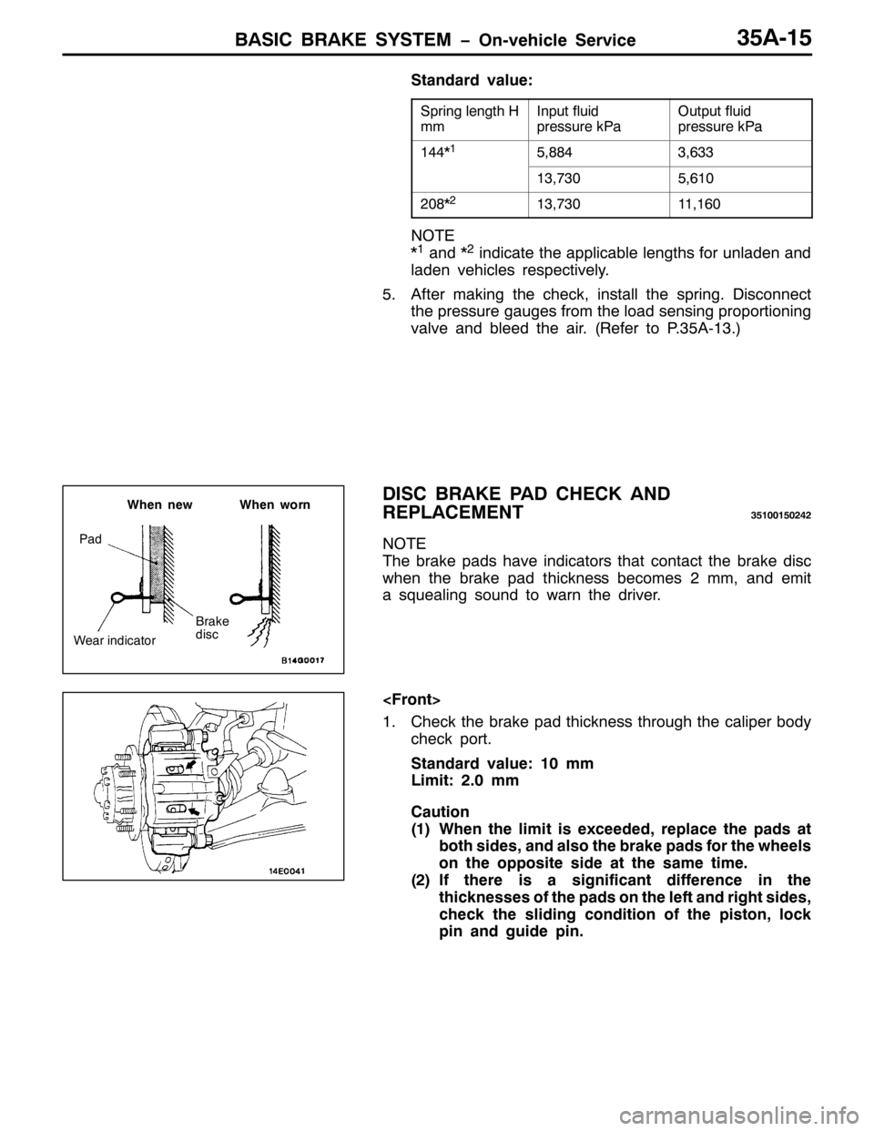 MITSUBISHI PAJERO SPORT 1998  Workshop Manual %$6,& %5$.( 6<67(0 ï2Q0YHKLFOH 6HUYLFH68$048
6WDQGDUG YDOXH=
6SULQJ OHQJWK +
PP,QSXW IOXLG
SUHVVXUH N3D2XWSXW IOXLG
SUHVVXUH N3D
477-48/;;76/966
46/:638/943
53;-546/:6344/493
127(
-4DQG-5LQGLFDWH WKH