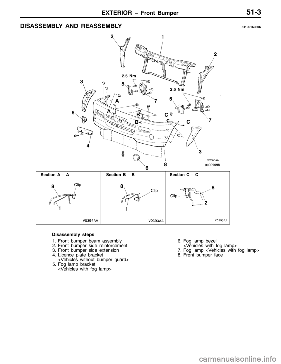 MITSUBISHI PAJERO SPORT 1998  Workshop Manual (;7(5,25 ï)URQW %XPSHU8406
,6$66(0%/< $1 5($66(0%/<84433493639
75
65 4
6
8
$
6HFWLRQ $ ² $
$
6HFWLRQ % ² %6HFWLRQ & ² &
&OLS
&OLS
&OLS
4 ;
4 ;
;
5 8
9 9
: :
; %%
&
&
5181P
5181P
LVDVVHPEO\ VWHS