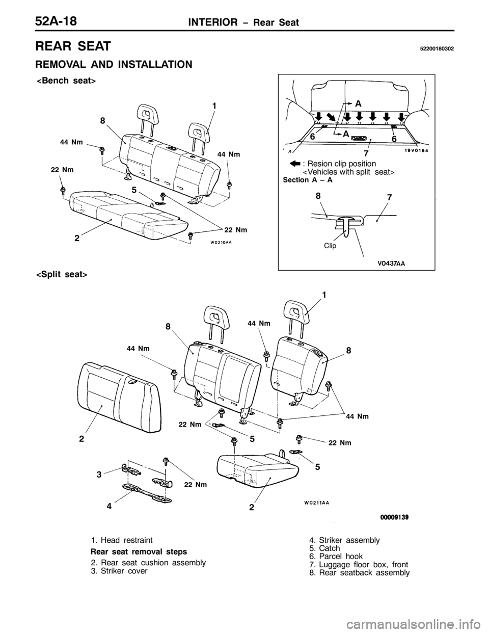 MITSUBISHI PAJERO SPORT 1998  Workshop Manual ,17(5,25 ï5HDU 6HDW85$04;
5($5 6($7855334;3635
5(029$/ $1 ,167$//$7,21
4
?%HQFK VHDW!
&OLS
?6SOLW VHDW!;
771P
4
771P
771P
551P 551P
8
6 5
771P
771P
551P
551P
551P
;
;
8
8
5 5
7$
9
;
:
6HFWLRQ $ ² $