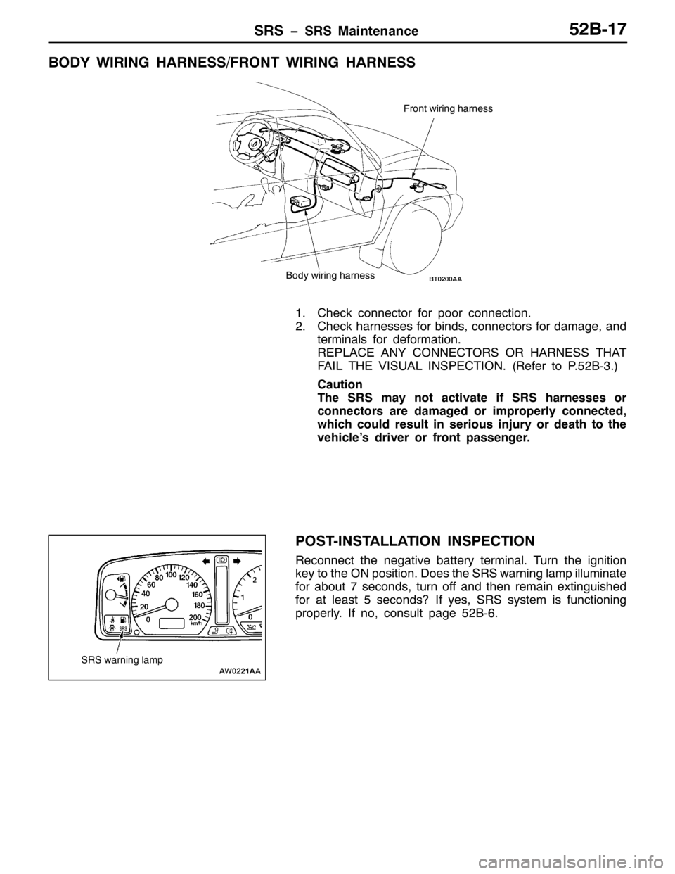 MITSUBISHI PAJERO SPORT 1998  Workshop Manual 656 ï656 0DLQWHQDQFH85%04:
%2< :,5,1* +$51(662)5217 :,5,1* +$51(66
)URQW ZLULQJ KDUQHVV
%RG\ ZLULQJ KDUQHVV
41&KHFN FRQQHFWRU IRU SRRU FRQQHFWLRQ1
51&KHFN KDUQHVVHV IRU ELQGV/FRQQHFWRUV IRU GDPDJH/D