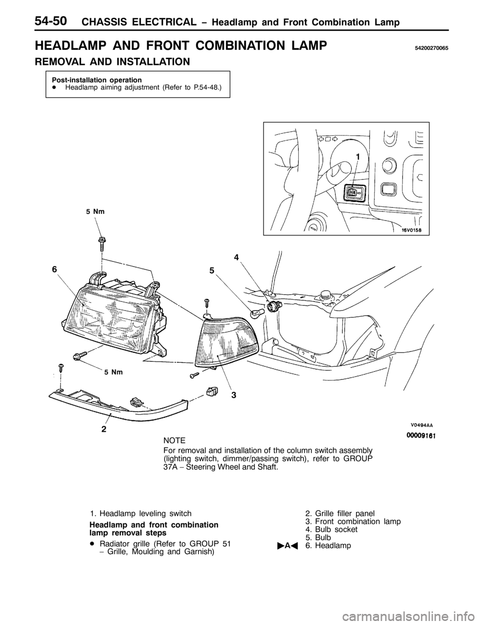 MITSUBISHI PAJERO SPORT 1998  Workshop Manual &+$66,6 (/(&75,&$/ ï+HDGODPS DQG )URQW &RPELQDWLRQ /DPS87083
+($/$03 $1 )5217 &20%,1$7,21 /$03875335:3398
5(029$/ $1 ,167$//$7,21
3RVW0LQVWDOODWLRQ RSHUDWLRQ
-+HDGODPS DLPLQJ DGMXVWPHQW+5HIHU WR 3
