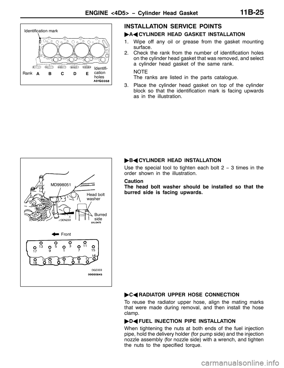 MITSUBISHI PAJERO SPORT 1998 Workshop Manual (1*,1(?78!ï&\OLQGHU +HDG *DVNHW44%058
,167$//$7,21 6(59,&( 32,176
ò
$*
&</,1(5 +($ *$6.(7 ,167$//$7,21
41:LSH RII DQ\ RLO RU JUHDVH IURP WKH JDVNHW PRXQWLQJ
VXUIDFH1
51&KHFN WKH UDQN IURP WKH QXP MITSUBISHI PAJERO SPORT 1998 Workshop Manual (1*,1(?78!ï&\OLQGHU +HDG *DVNHW44%058
,167$//$7,21 6(59,&( 32,176
ò
$*
&</,1(5 +($ *$6.(7 ,167$//$7,21
41:LSH RII DQ\ RLO RU JUHDVH IURP WKH JDVNHW PRXQWLQJ
VXUIDFH1
51&KHFN WKH UDQN IURP WKH QXP