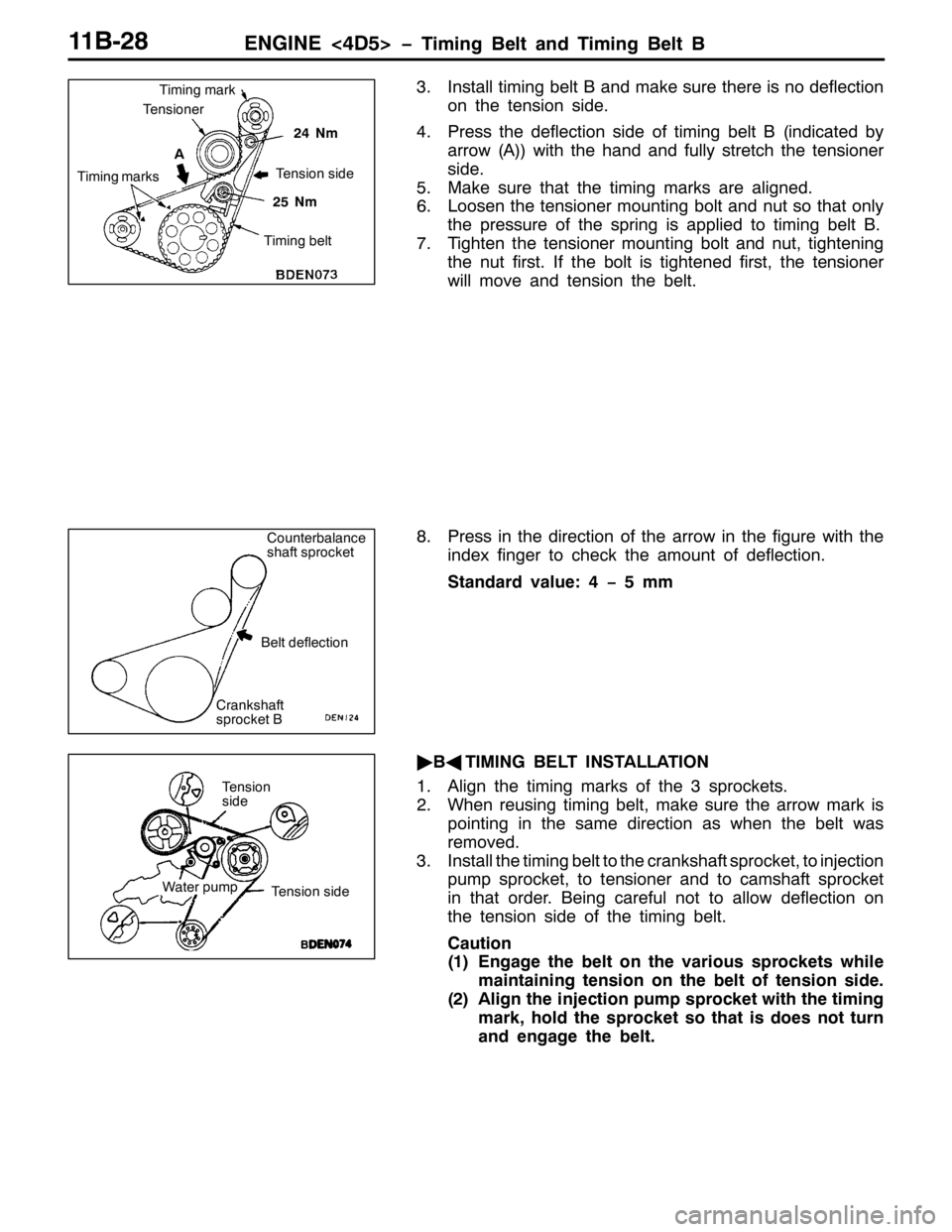 MITSUBISHI PAJERO SPORT 1998 Workshop Manual (1*,1(?78!ï7LPLQJ %HOW DQG 7LPLQJ %HOW %44%05;
61,QVWDOO WLPLQJ EHOW % DQG PDNH VXUH WKHUH LV QR GHIOHFWLRQ
RQ WKH WHQVLRQ VLGH1
713UHVV WKH GHIOHFWLRQ VLGH RI WLPLQJ EHOW %+LQGLFDWHG E\
DUURZ+$,,ZL MITSUBISHI PAJERO SPORT 1998 Workshop Manual (1*,1(?78!ï7LPLQJ %HOW DQG 7LPLQJ %HOW %44%05;
61,QVWDOO WLPLQJ EHOW % DQG PDNH VXUH WKHUH LV QR GHIOHFWLRQ
RQ WKH WHQVLRQ VLGH1
713UHVV WKH GHIOHFWLRQ VLGH RI WLPLQJ EHOW %+LQGLFDWHG E\
DUURZ+$,,ZL