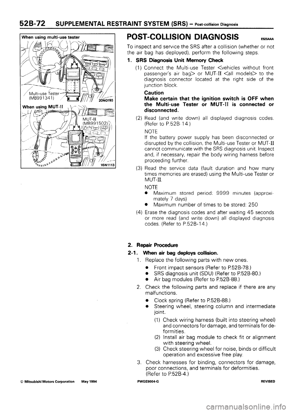 MITSUBISHI SIGMA 1991  Workshop Manual 