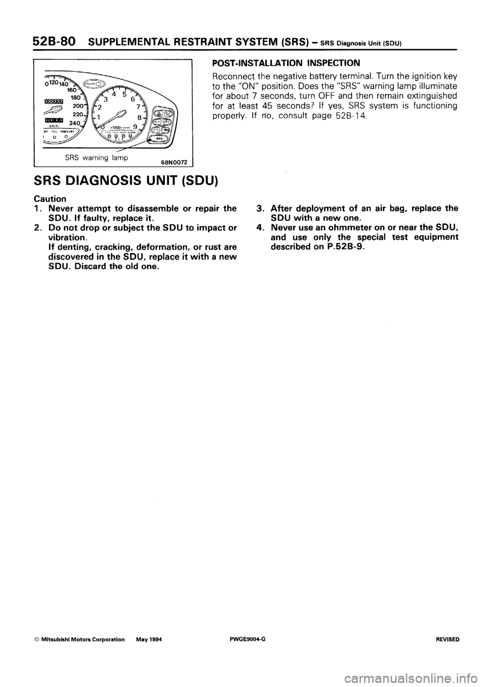 MITSUBISHI SIGMA 1991  Workshop Manual 