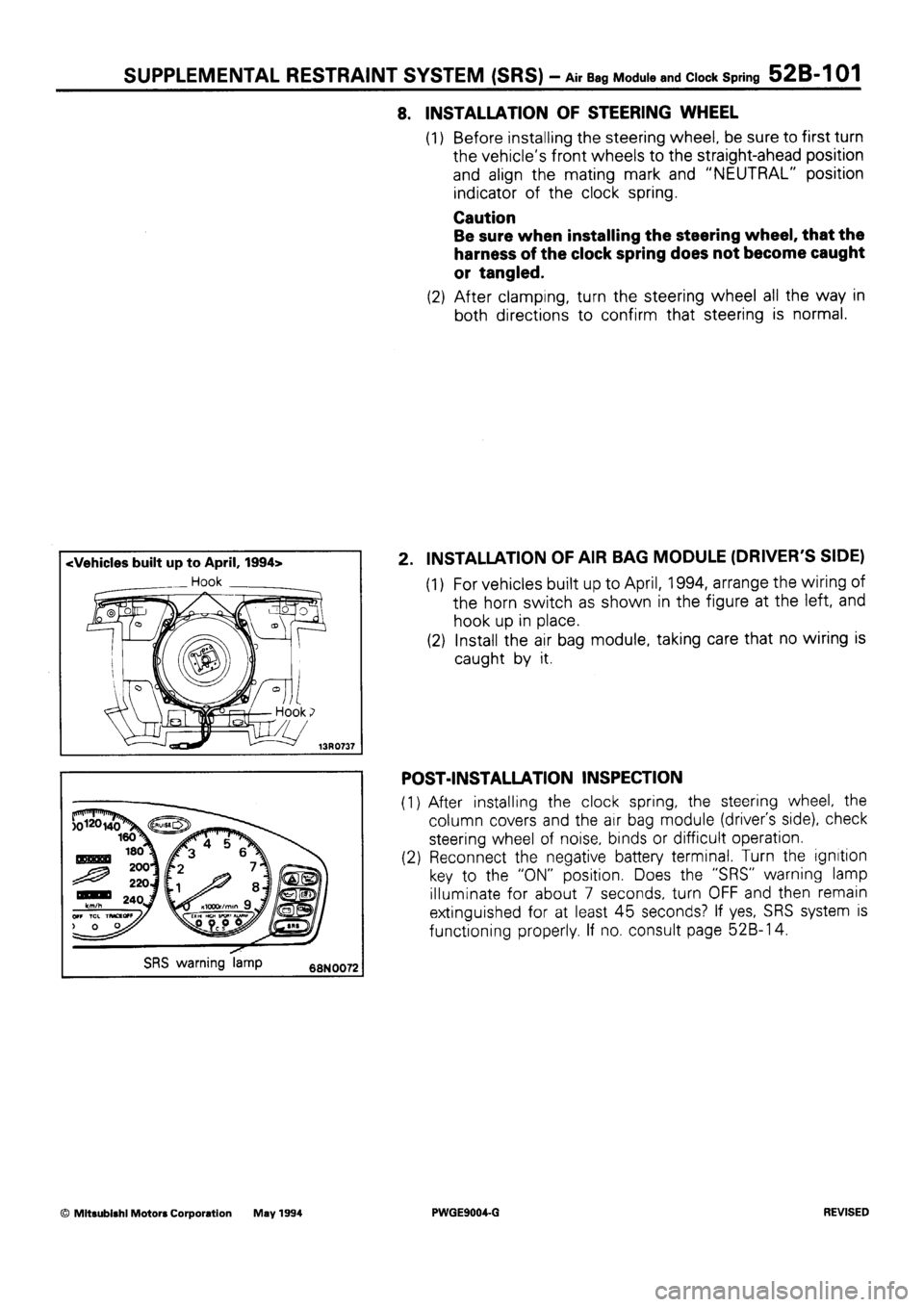 MITSUBISHI SIGMA 1991  Workshop Manual 