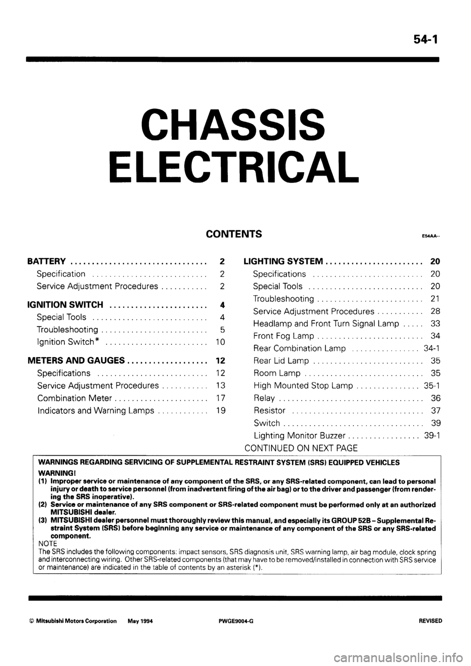 MITSUBISHI SIGMA 1991  Workshop Manual 