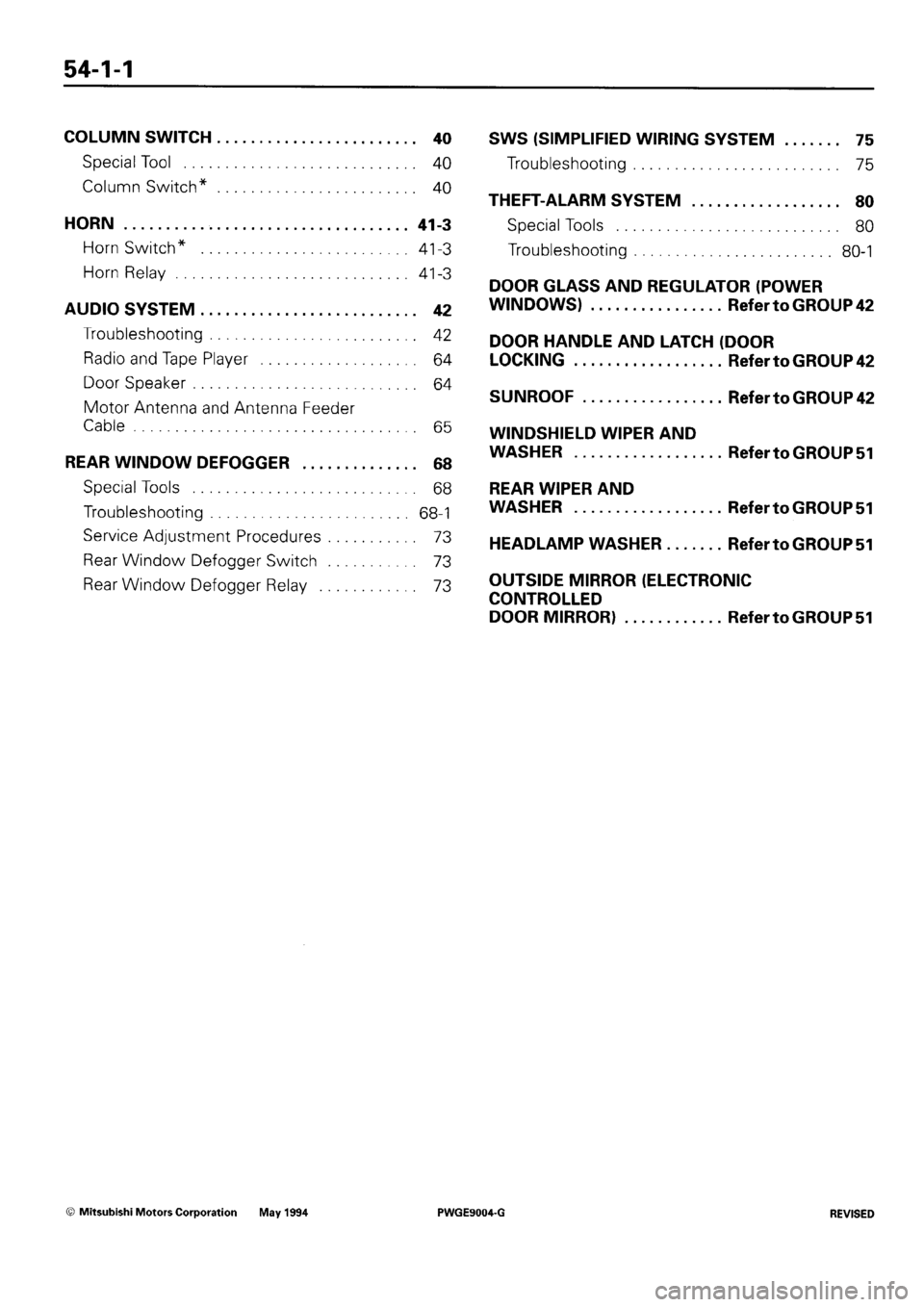 MITSUBISHI SIGMA 1991  Workshop Manual 