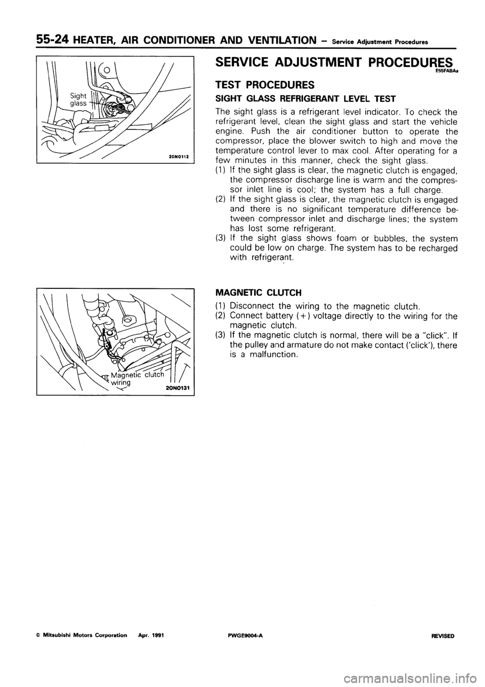 MITSUBISHI SIGMA 1991  Workshop Manual 