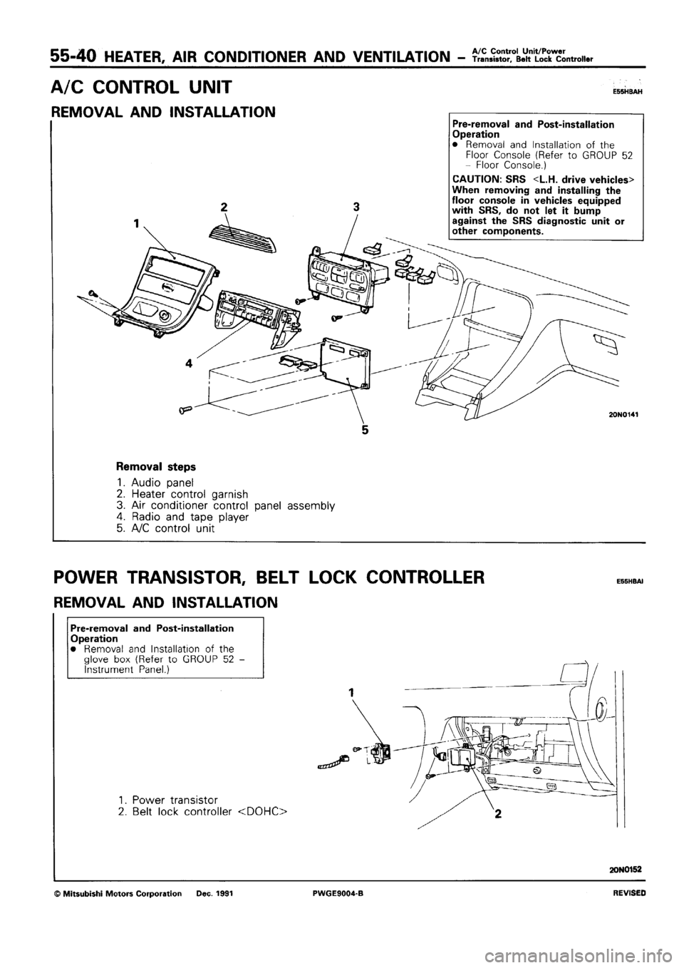 MITSUBISHI SIGMA 1991  Workshop Manual 