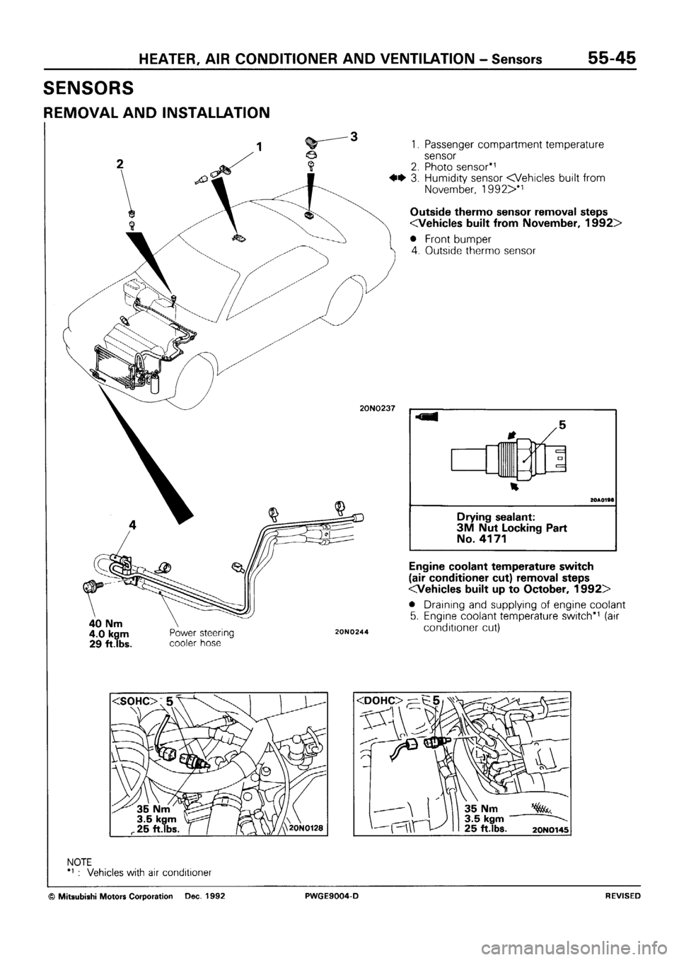 MITSUBISHI SIGMA 1991  Workshop Manual 
