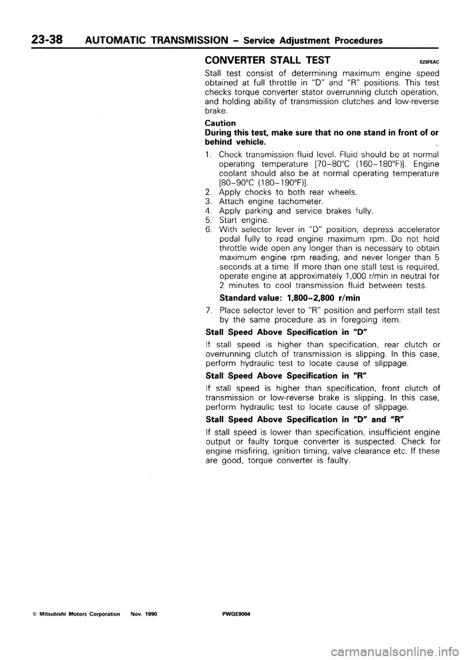 MITSUBISHI SIGMA 1991  Workshop Manual 