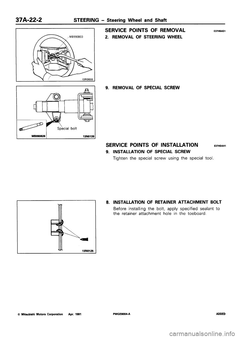MITSUBISHI SIGMA 1991  Workshop Manual 