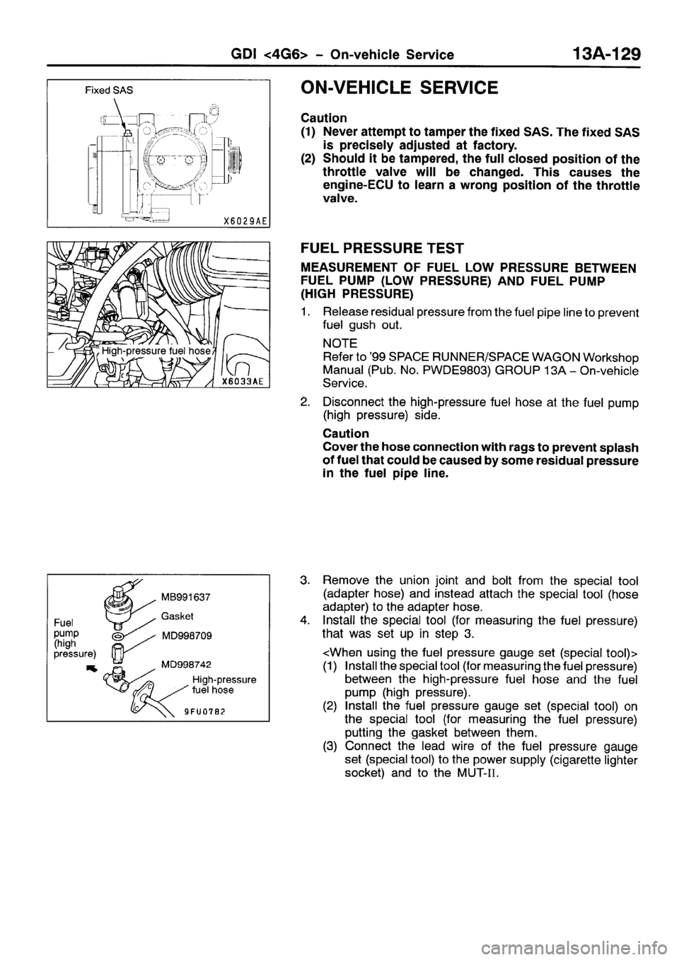 MITSUBISHI SPACE RUNNER 2001  Workshop Manual 