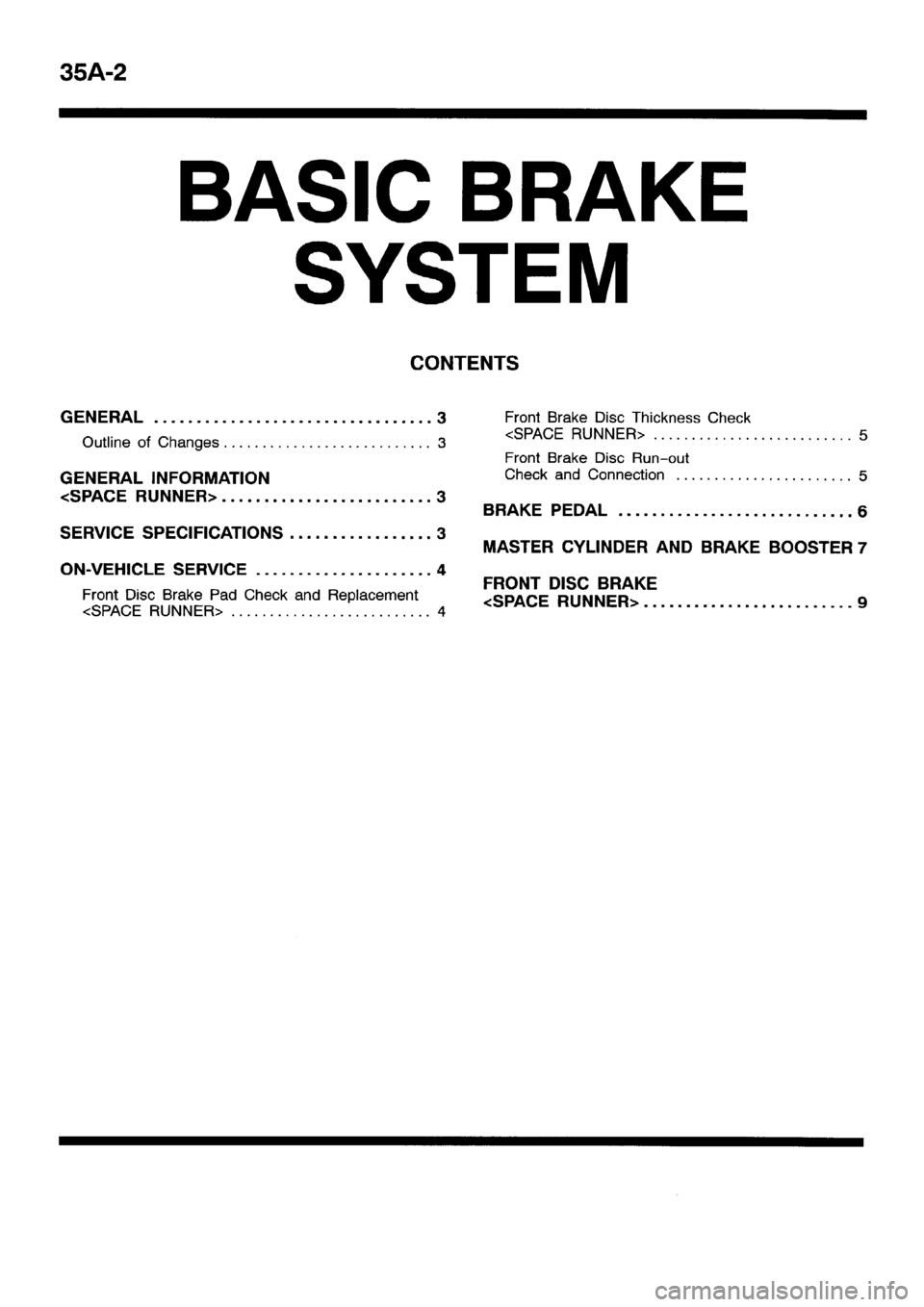 MITSUBISHI SPACE RUNNER 2001  Workshop Manual 