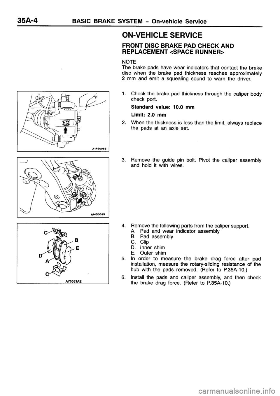 MITSUBISHI SPACE RUNNER 2001  Workshop Manual 