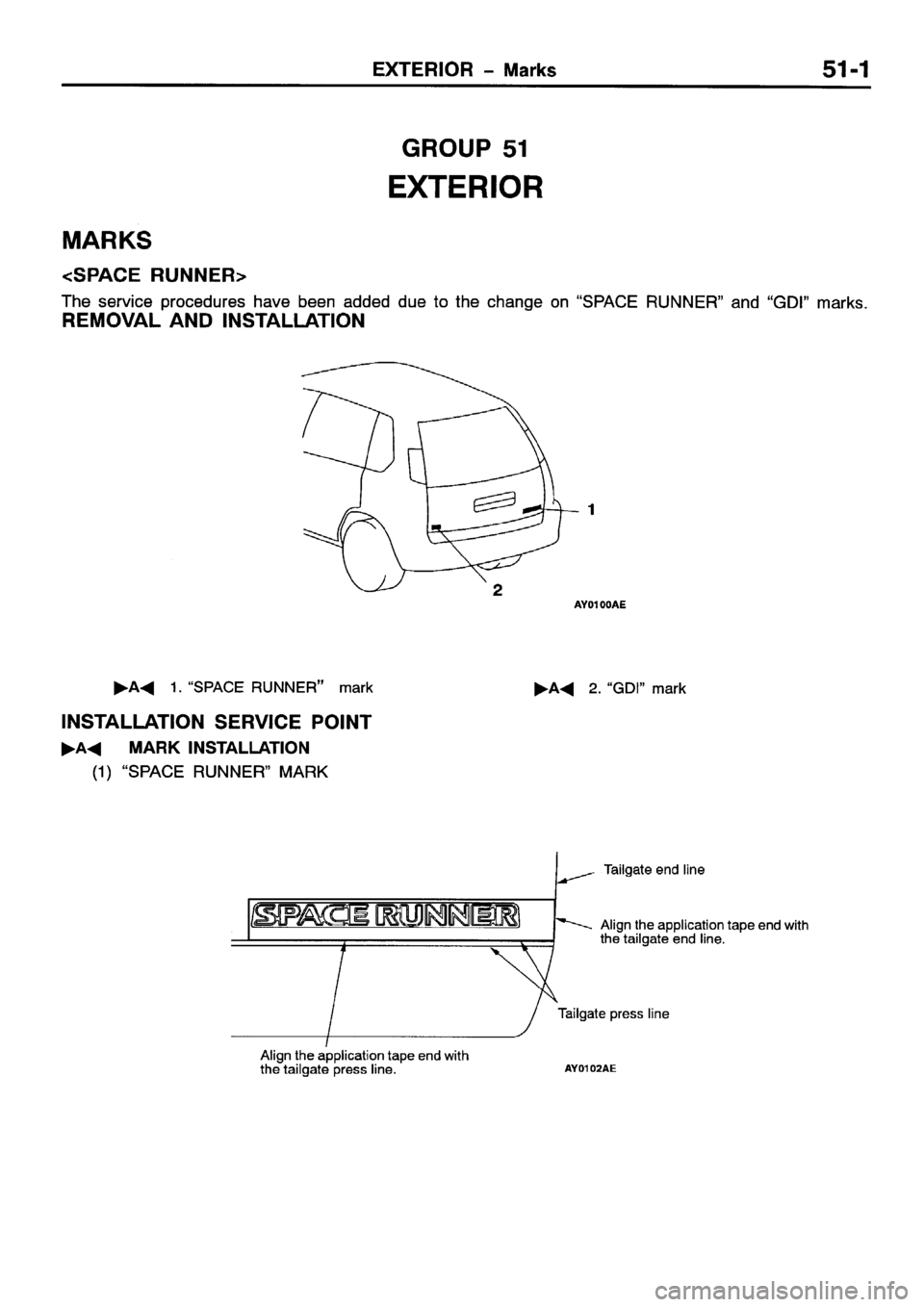 MITSUBISHI SPACE RUNNER 2001  Workshop Manual 