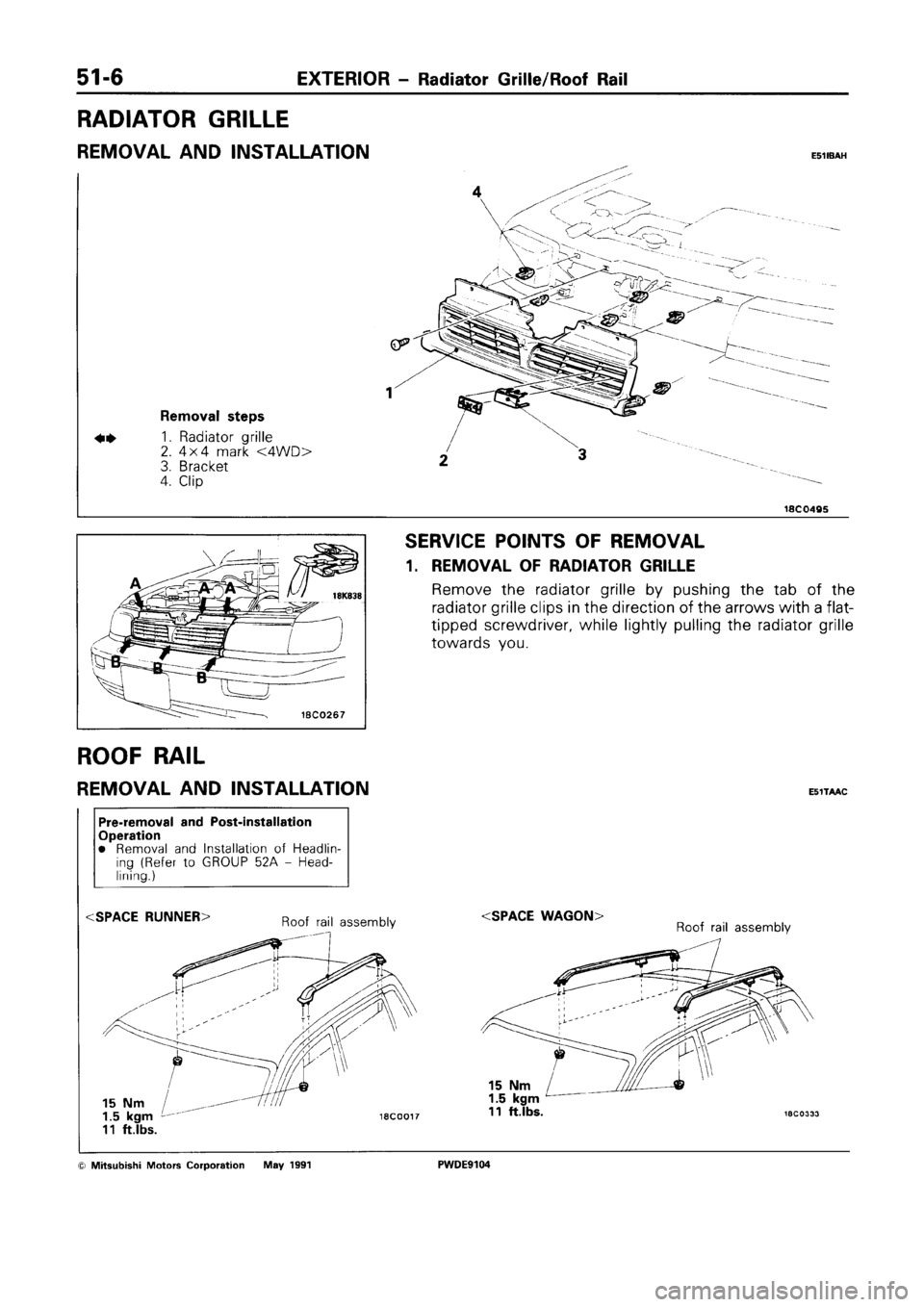 MITSUBISHI SPACE RUNNER 1992  Workshop Manual 
