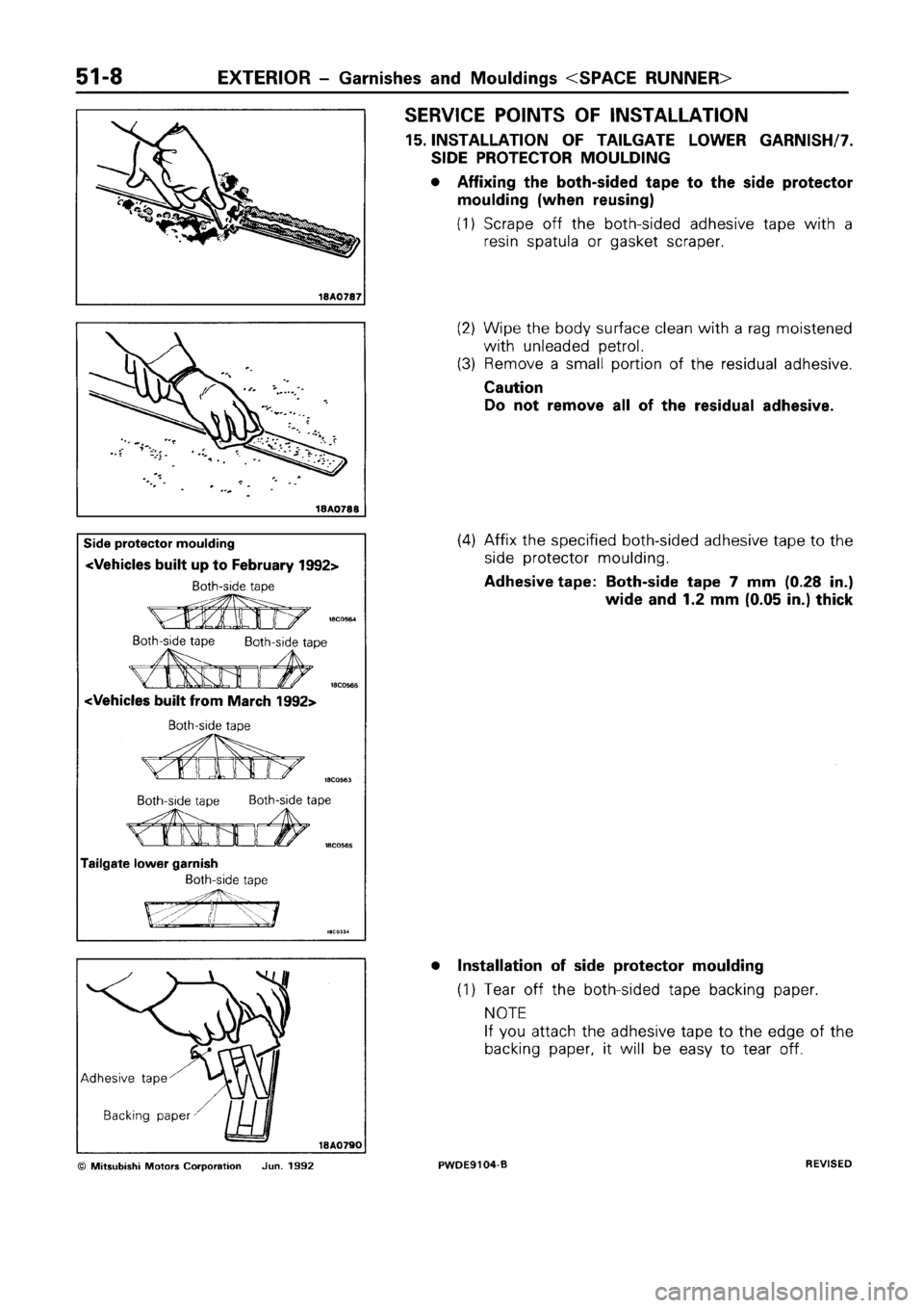 MITSUBISHI SPACE RUNNER 1992  Workshop Manual 