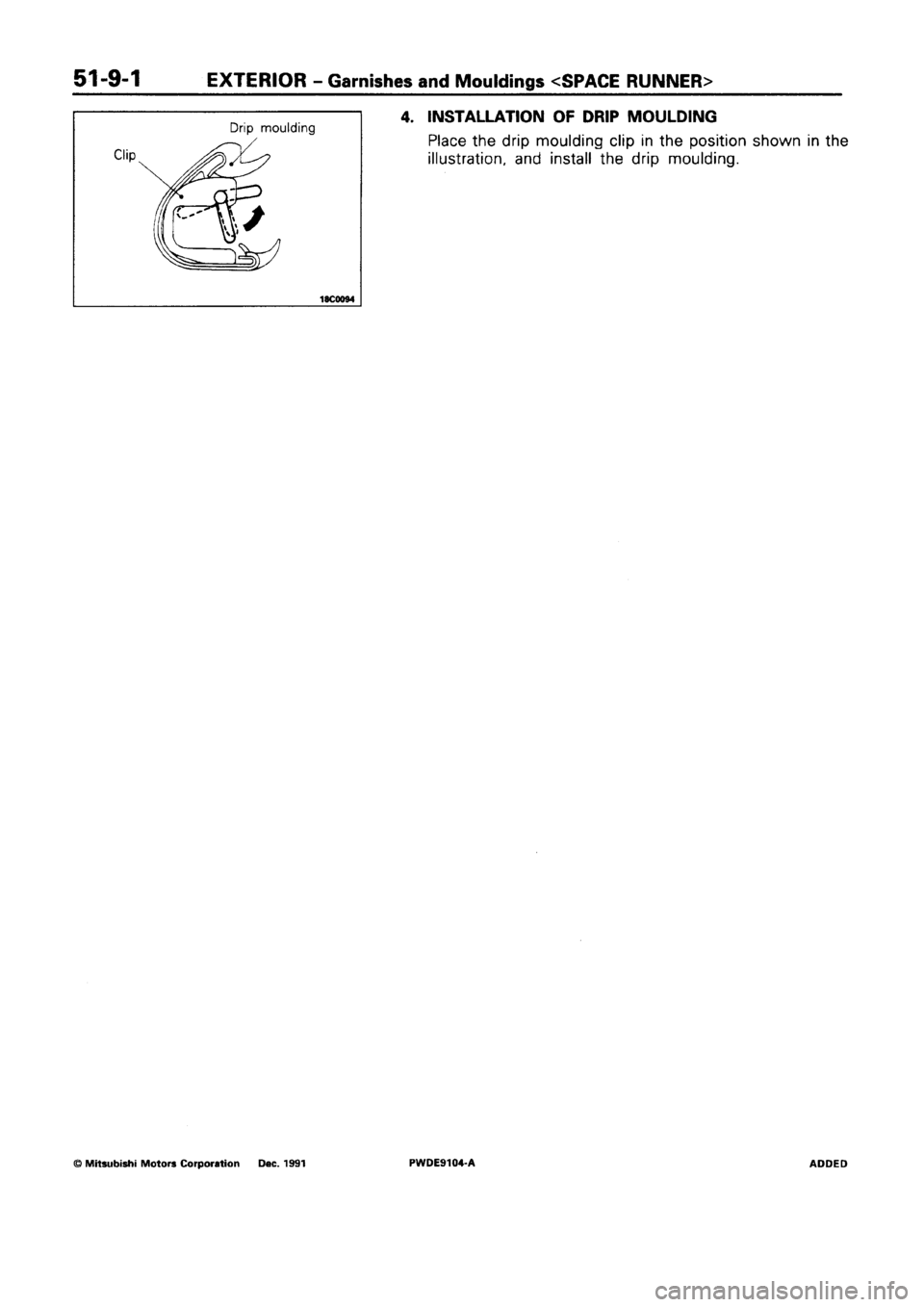 MITSUBISHI SPACE RUNNER 1992  Workshop Manual 