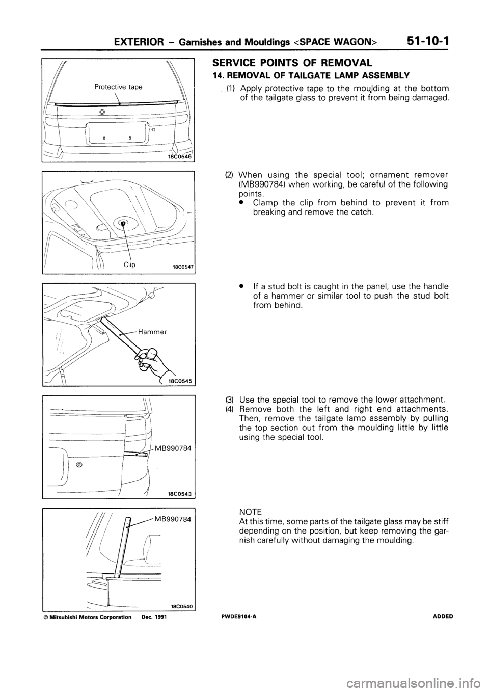 MITSUBISHI SPACE RUNNER 1992  Workshop Manual 