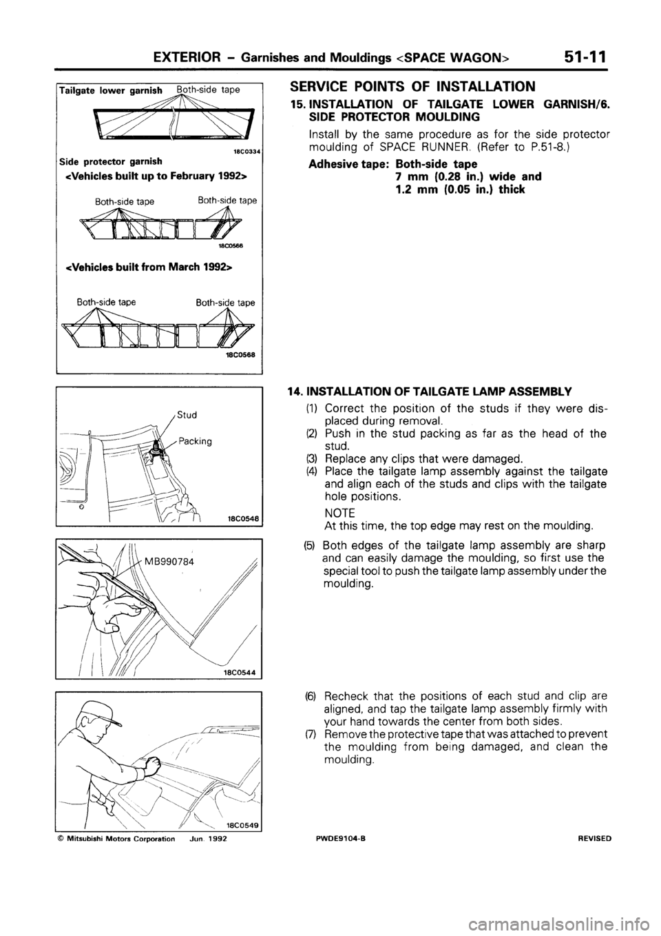 MITSUBISHI SPACE RUNNER 1992  Workshop Manual 