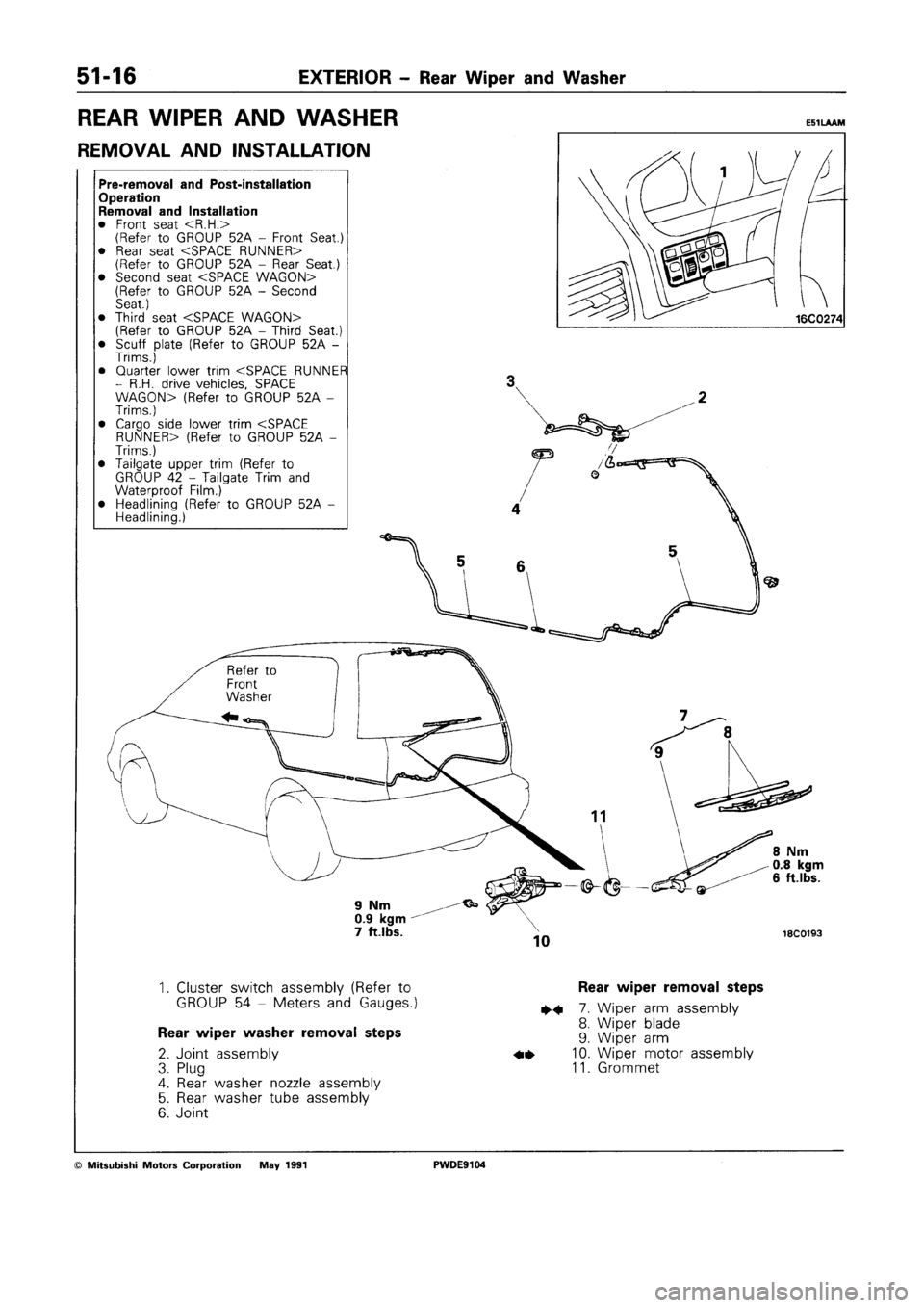 MITSUBISHI SPACE RUNNER 1992  Workshop Manual 