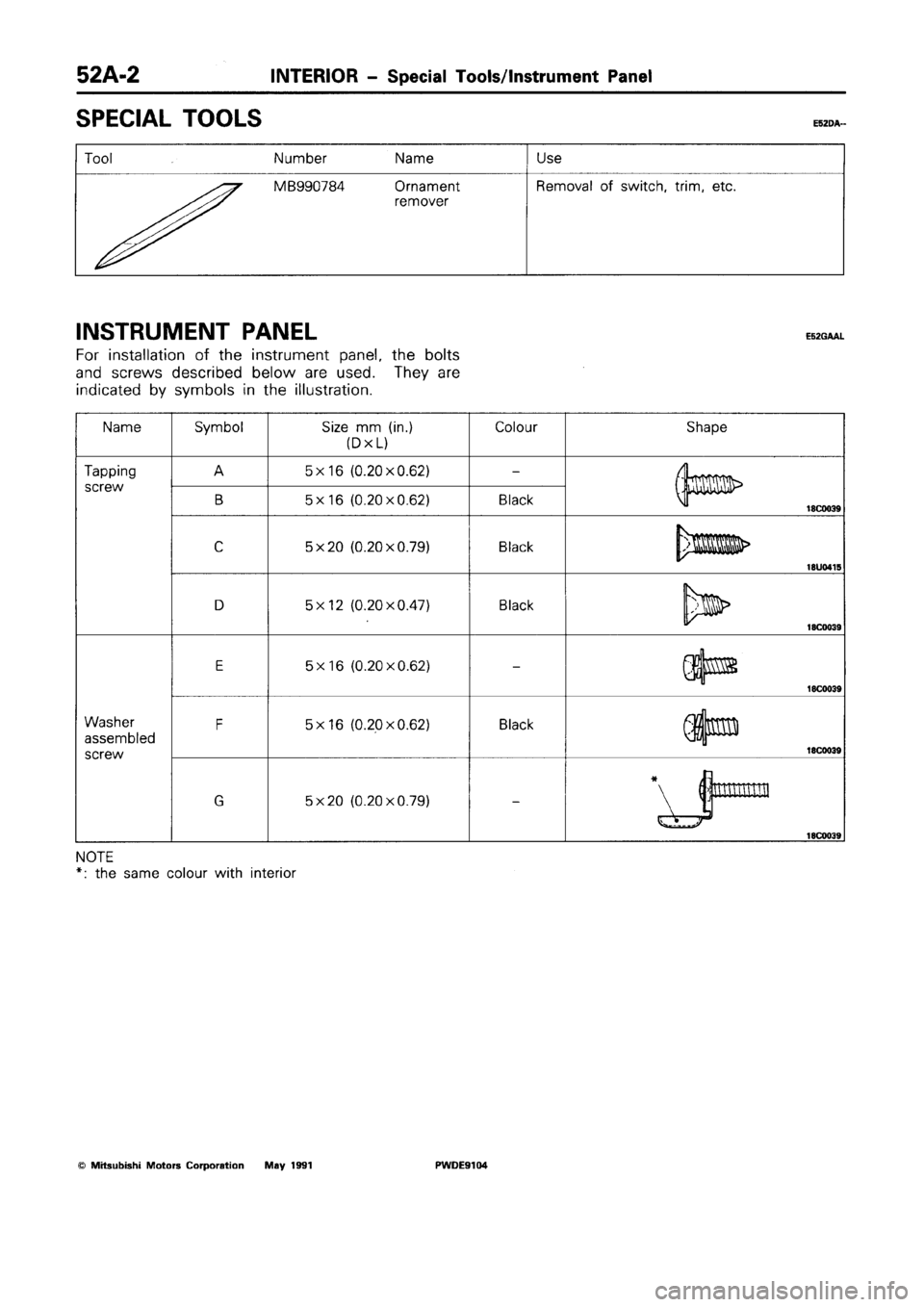 MITSUBISHI SPACE RUNNER 1992  Workshop Manual 