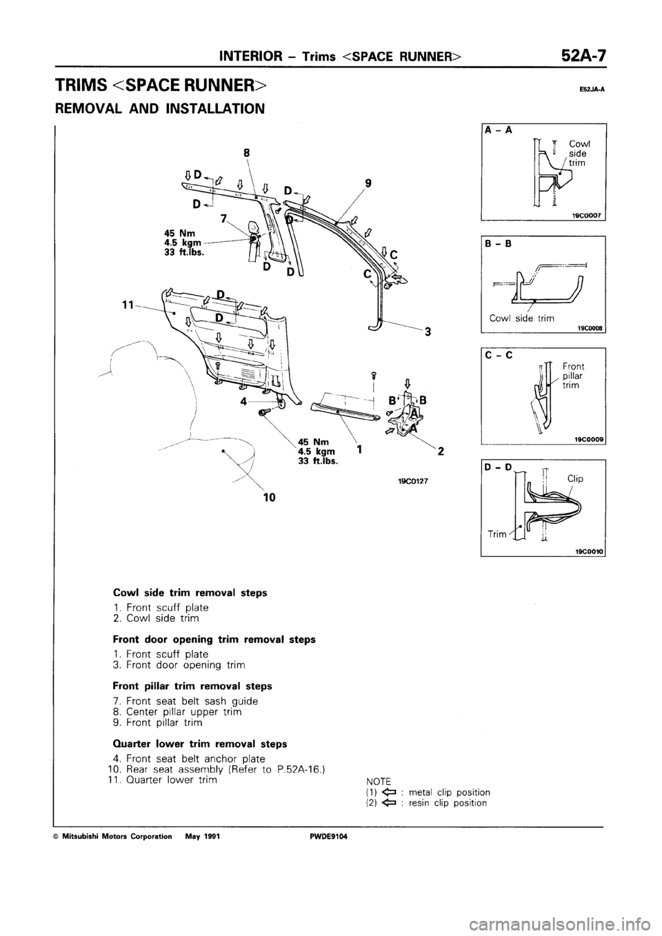 MITSUBISHI SPACE RUNNER 1992  Workshop Manual 