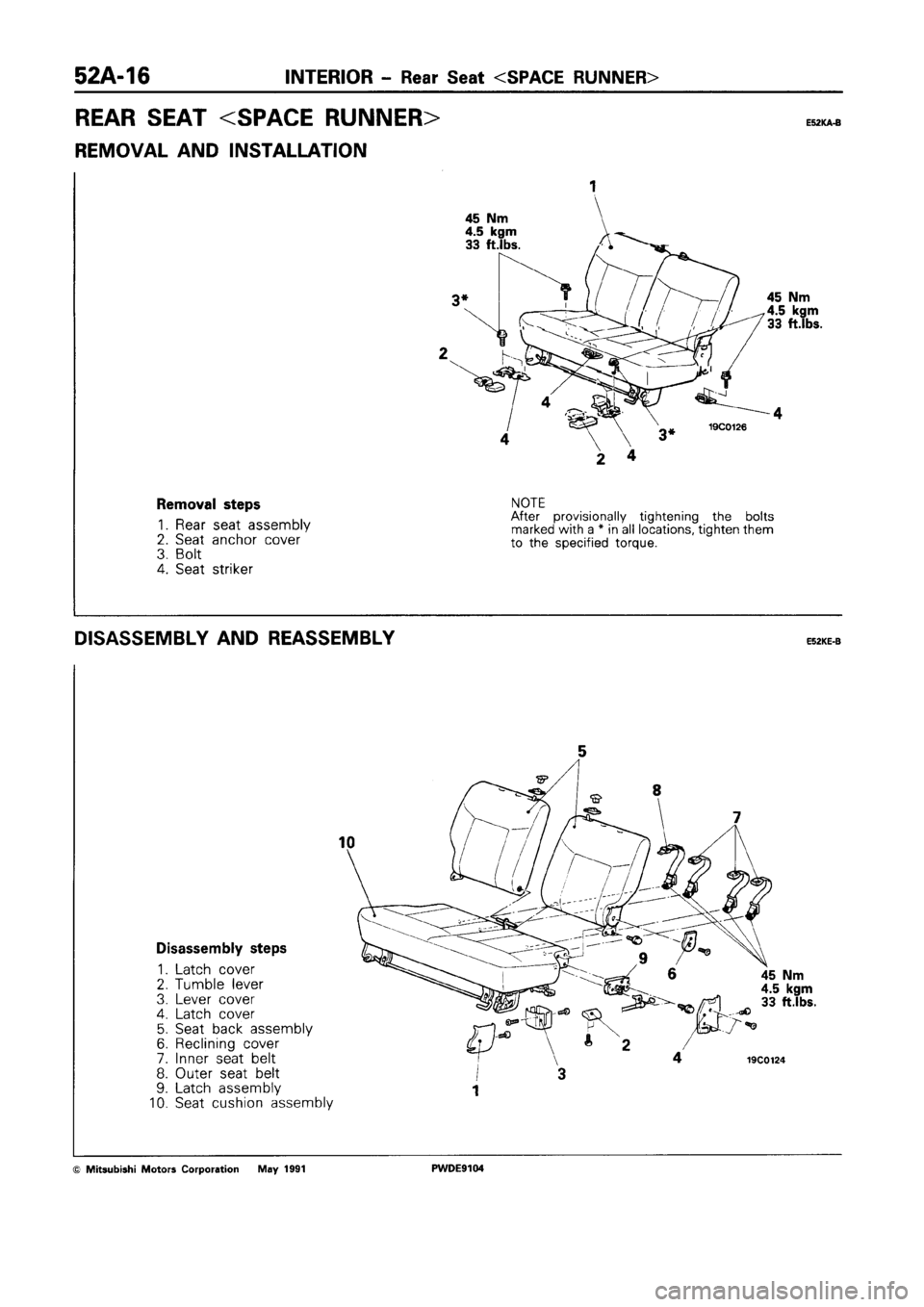 MITSUBISHI SPACE RUNNER 1992  Workshop Manual 