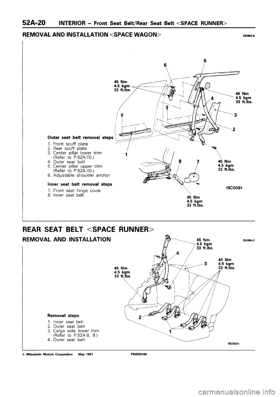 MITSUBISHI SPACE RUNNER 1992  Workshop Manual 