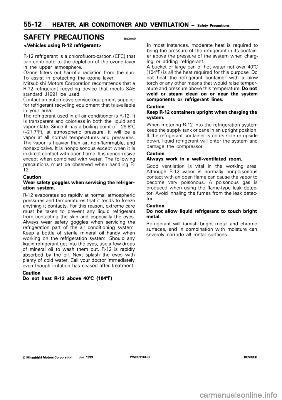 MITSUBISHI SPACE RUNNER 1992  Workshop Manual 