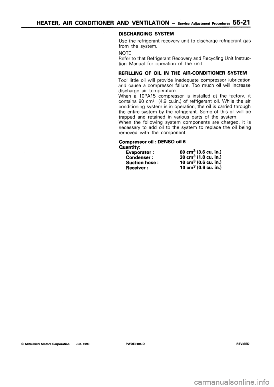 MITSUBISHI SPACE RUNNER 1992  Workshop Manual 