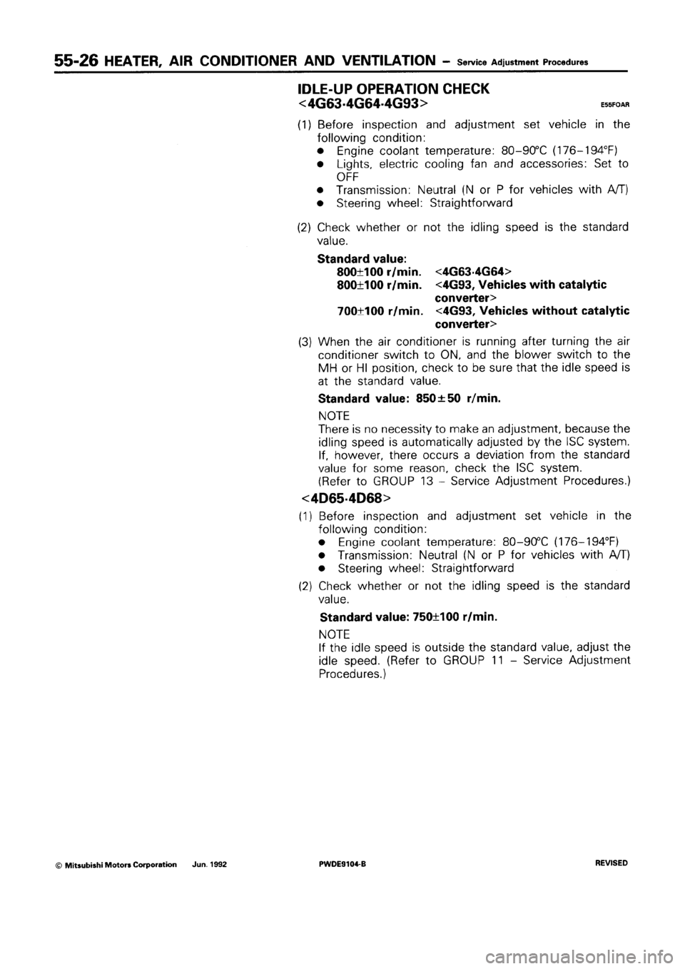 MITSUBISHI SPACE RUNNER 1992  Workshop Manual 