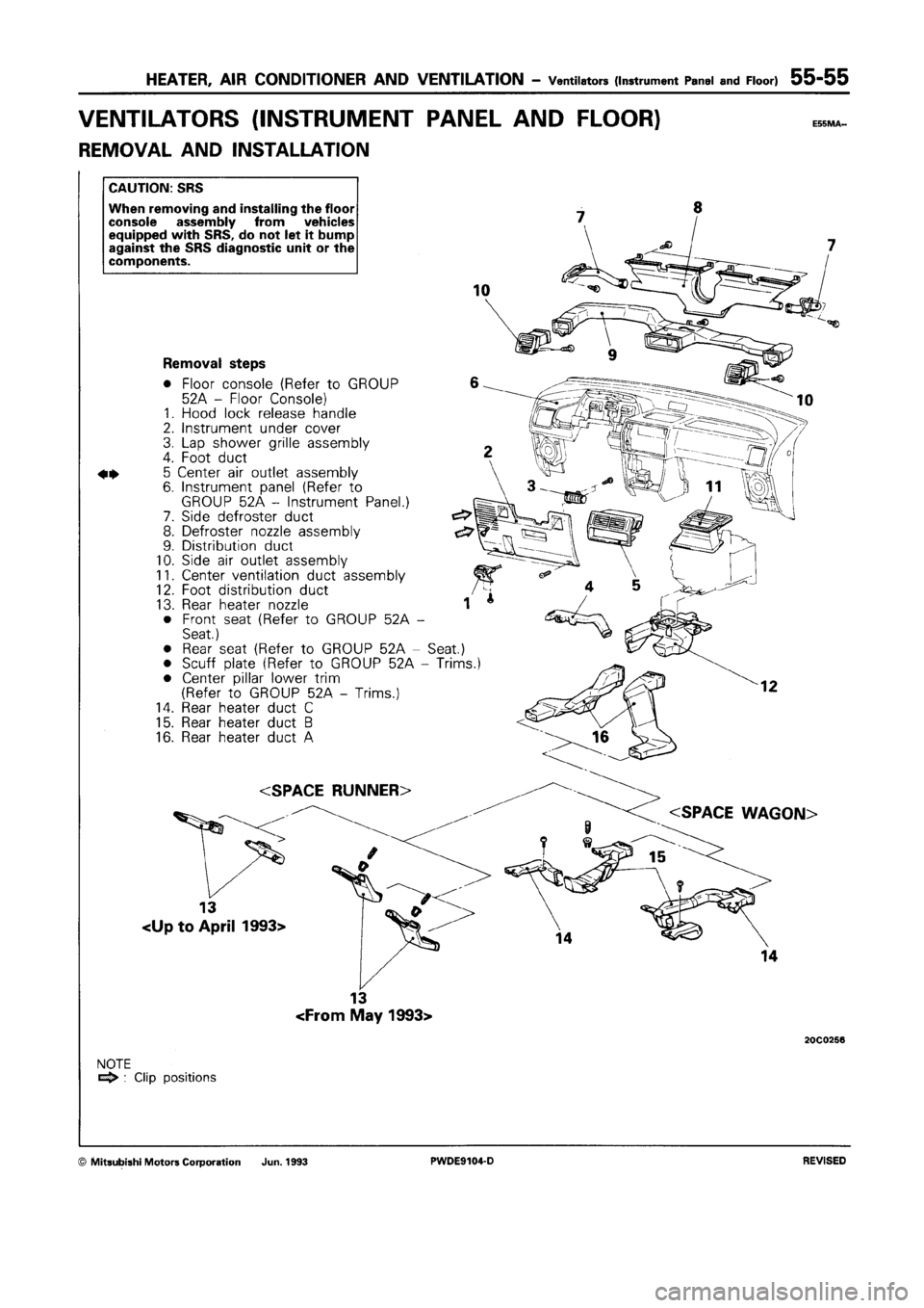 MITSUBISHI SPACE RUNNER 1992  Workshop Manual 
