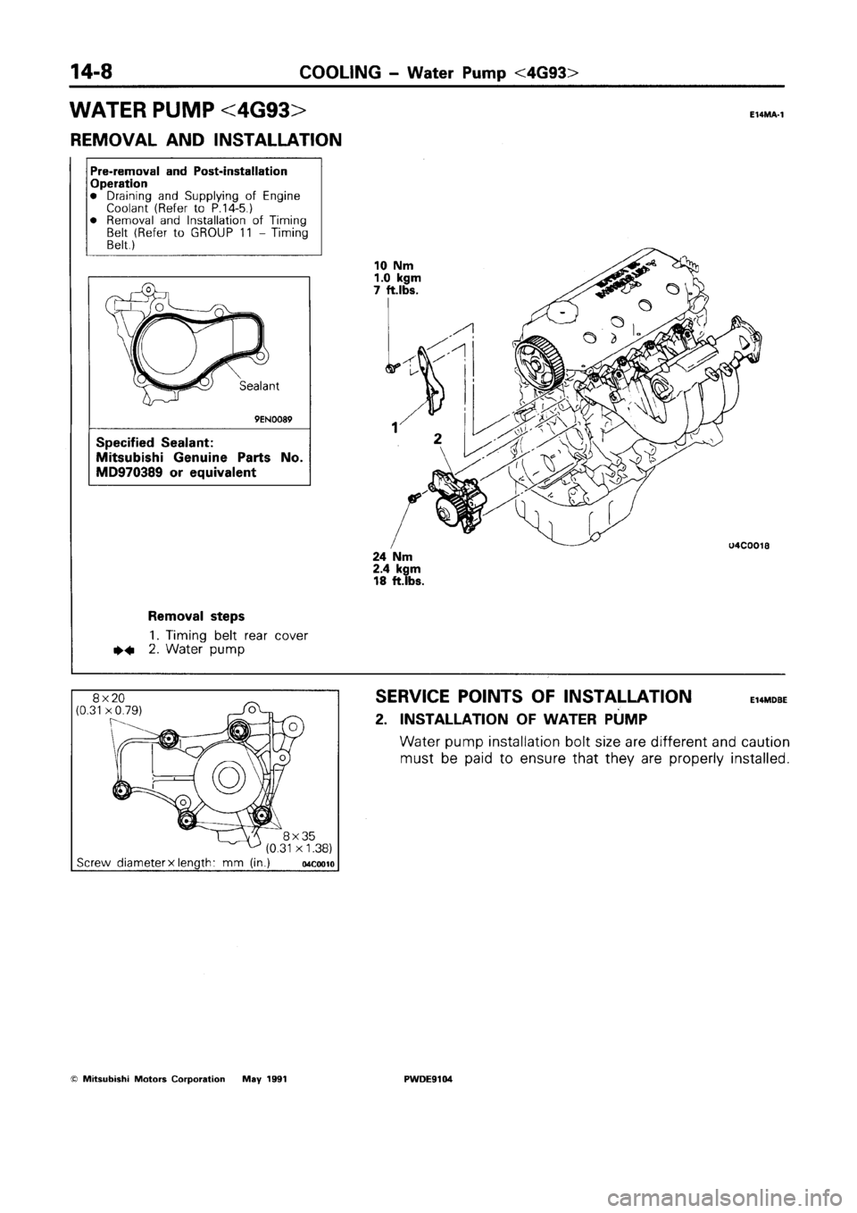 MITSUBISHI SPACE RUNNER 1992  Workshop Manual 