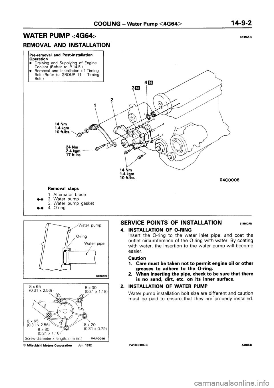 MITSUBISHI SPACE RUNNER 1992  Workshop Manual 