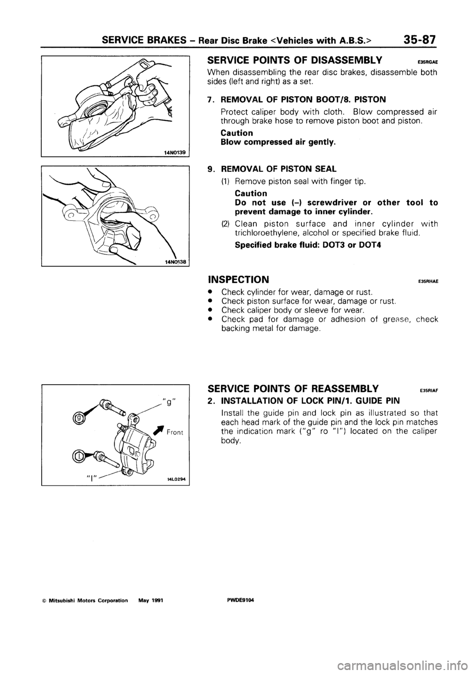 MITSUBISHI SPACE RUNNER 1992  Workshop Manual 