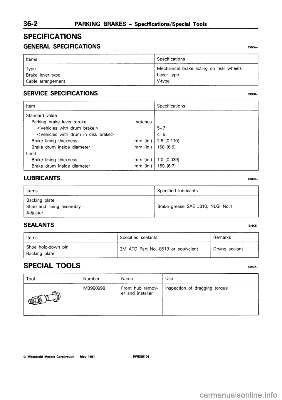 MITSUBISHI SPACE RUNNER 1992  Workshop Manual 