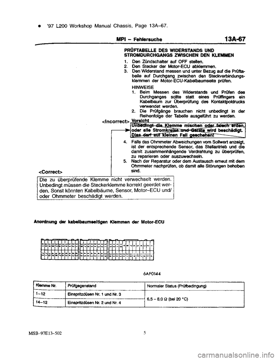 MITSUBISHI TRITON 1997  Workshop Manual 