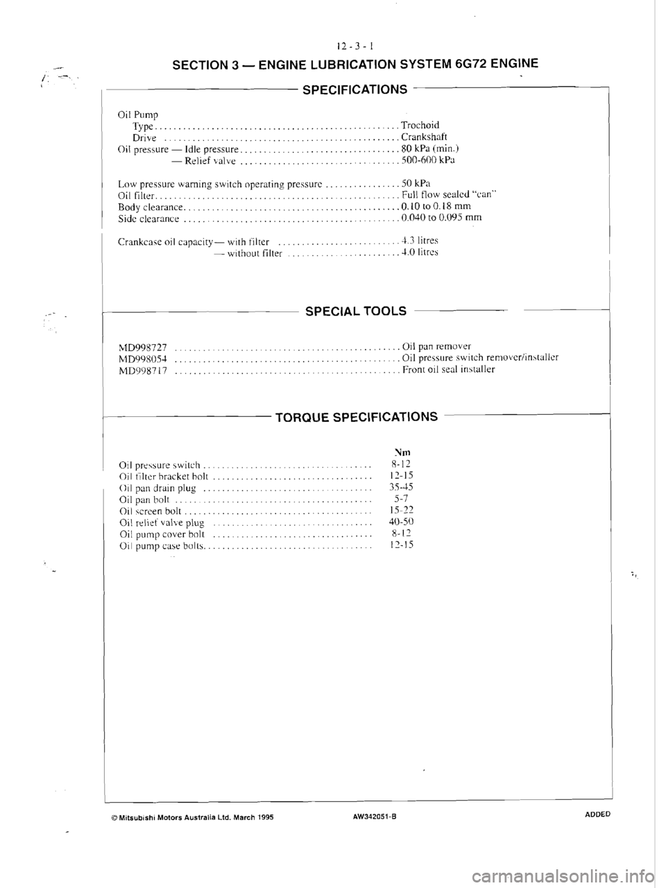 MITSUBISHI VERADA 1995  Workshop Manual 