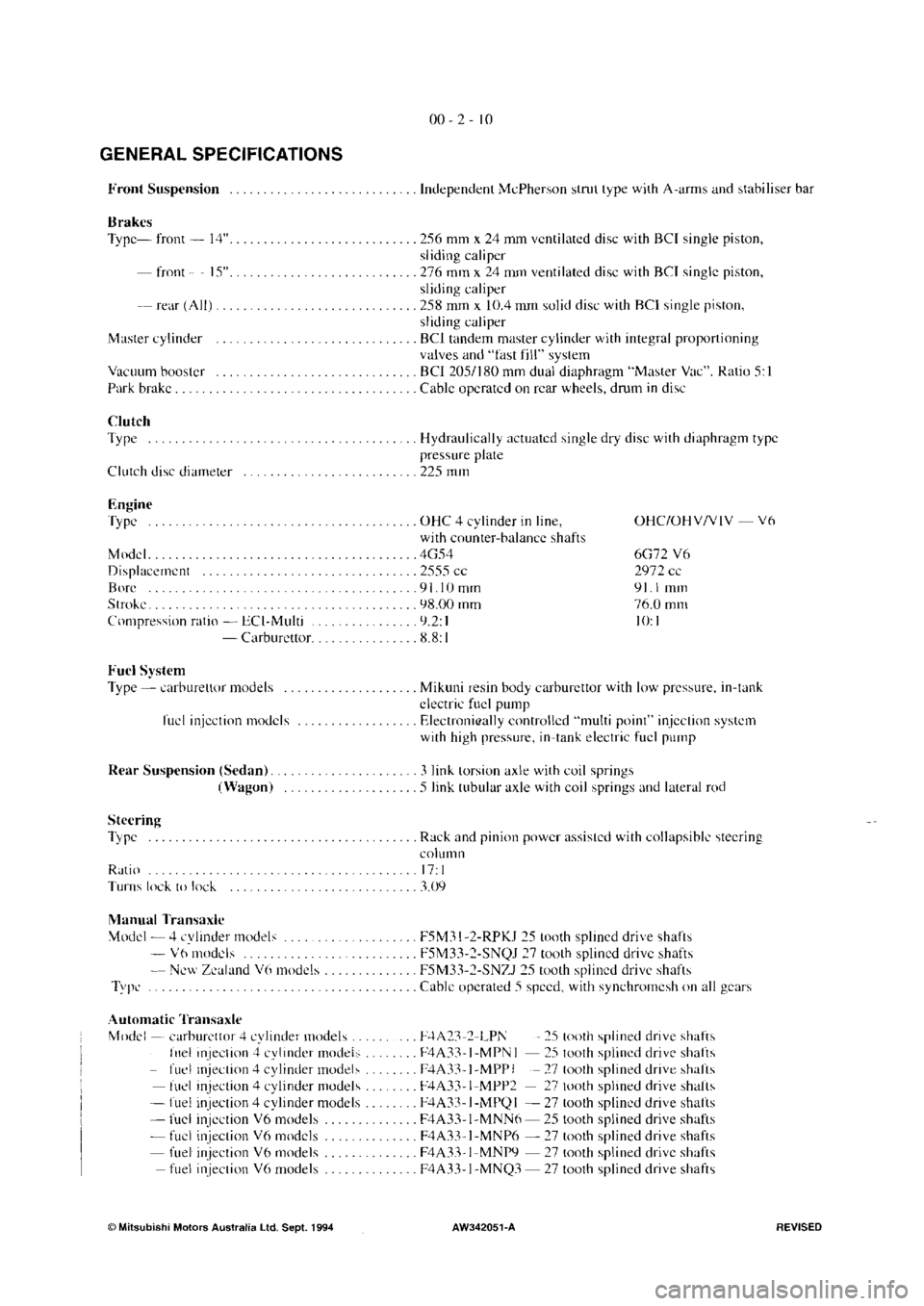 MITSUBISHI VERADA 1995  Workshop Manual 
