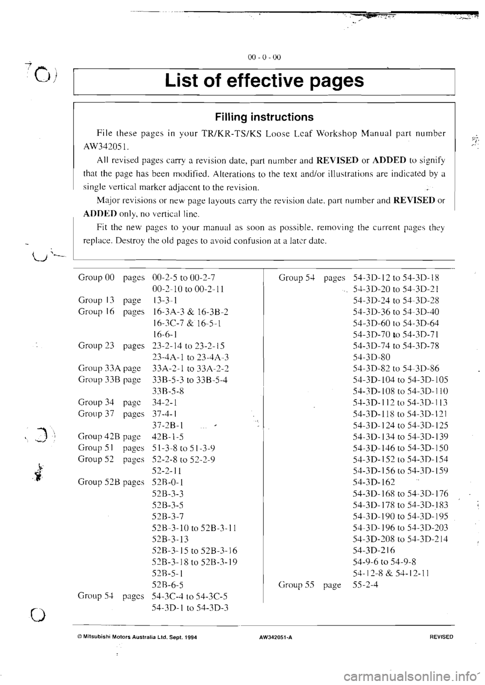 MITSUBISHI VERADA 1995  Workshop Manual 