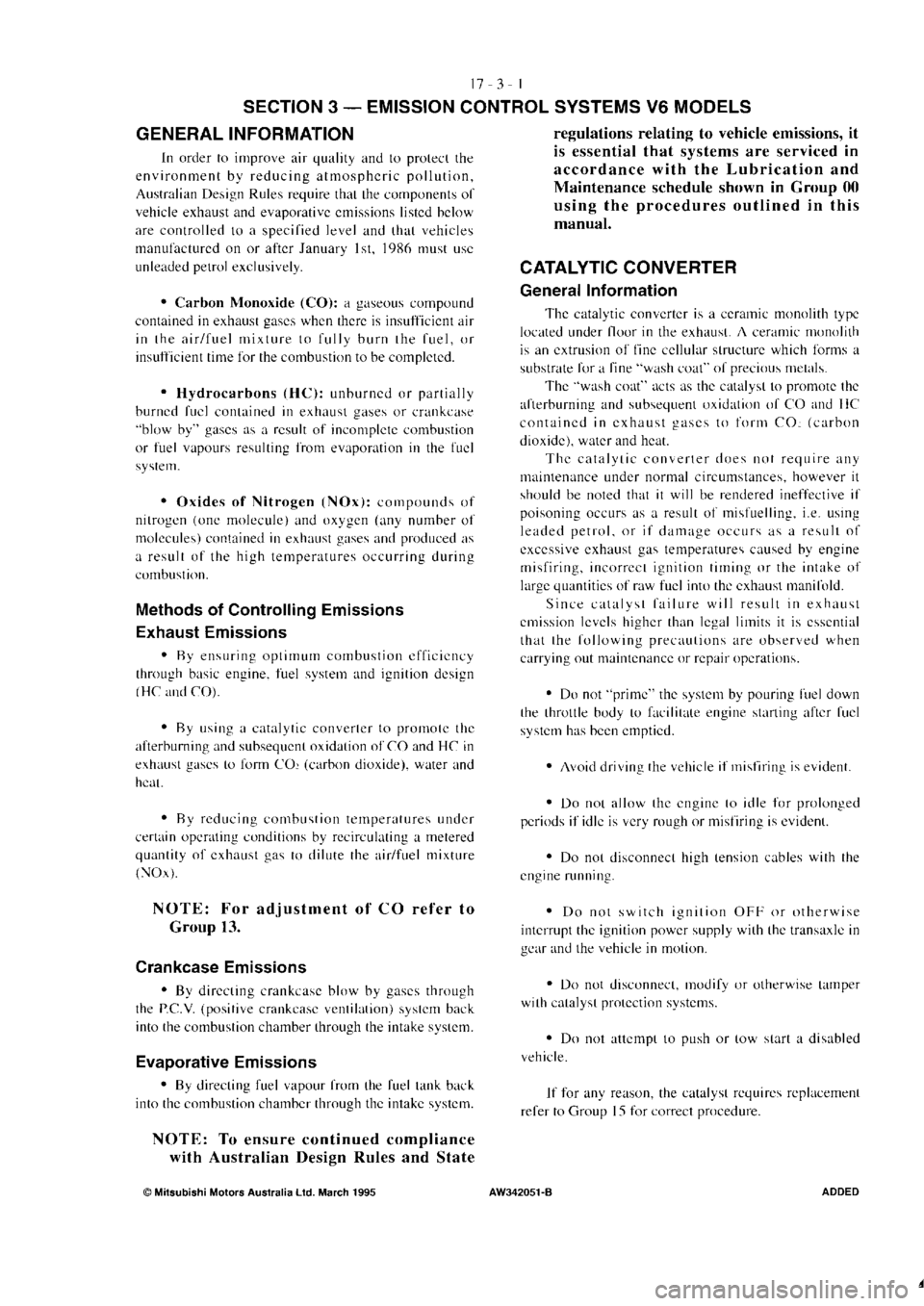MITSUBISHI VERADA 1995  Workshop Manual 