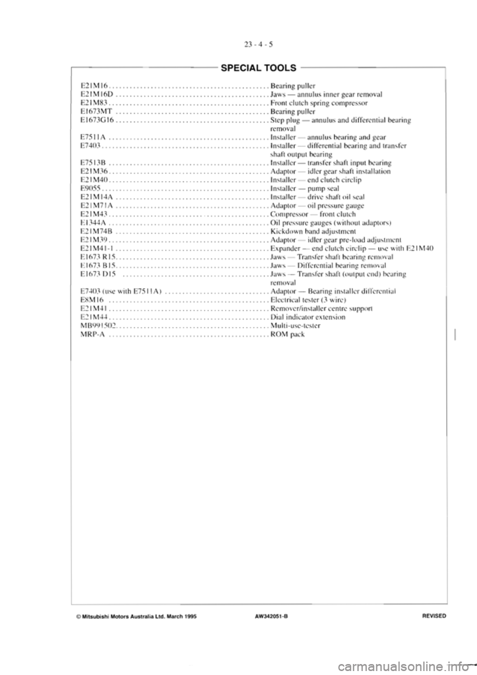 MITSUBISHI VERADA 1995  Workshop Manual 