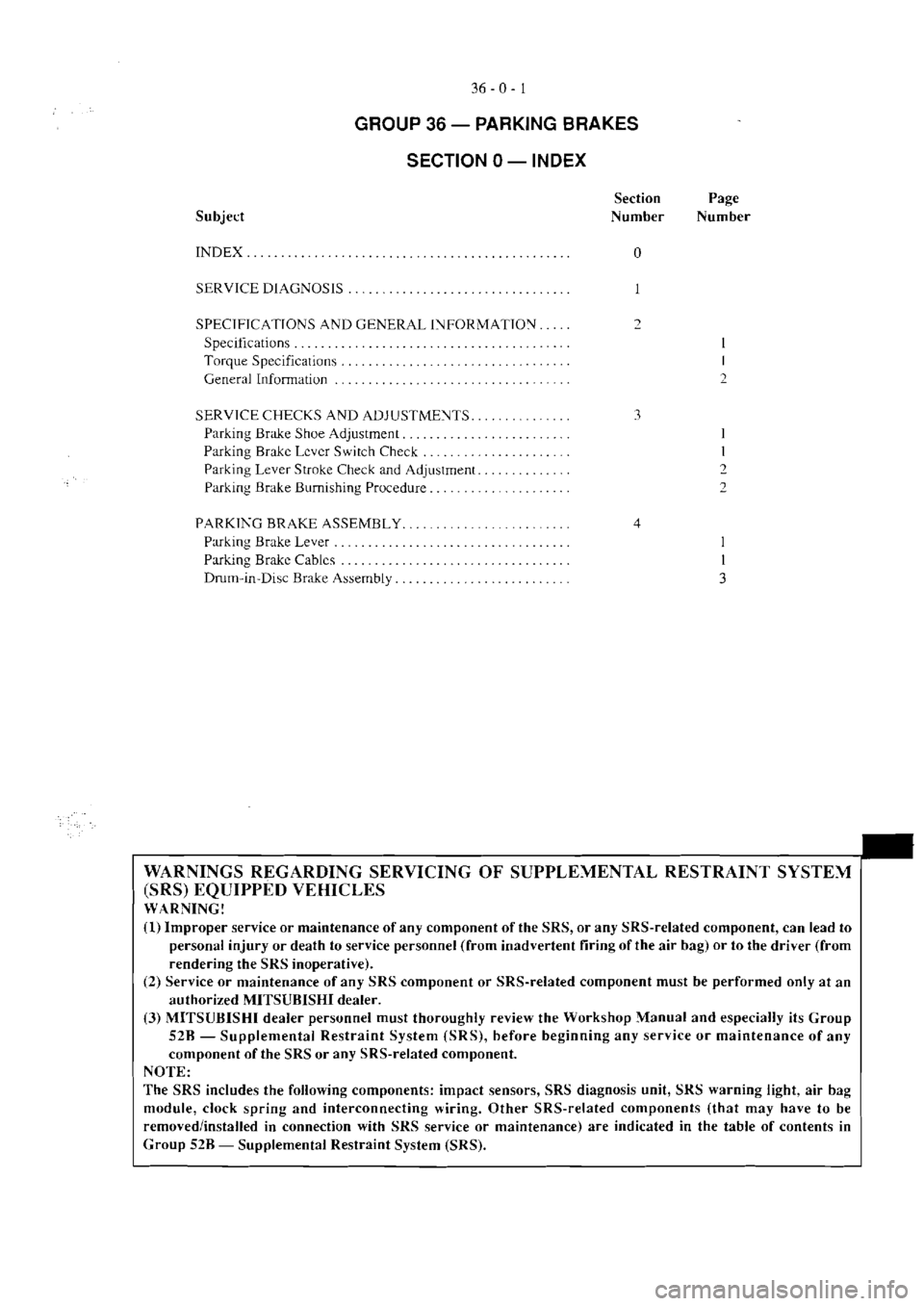 MITSUBISHI VERADA 1995  Workshop Manual 