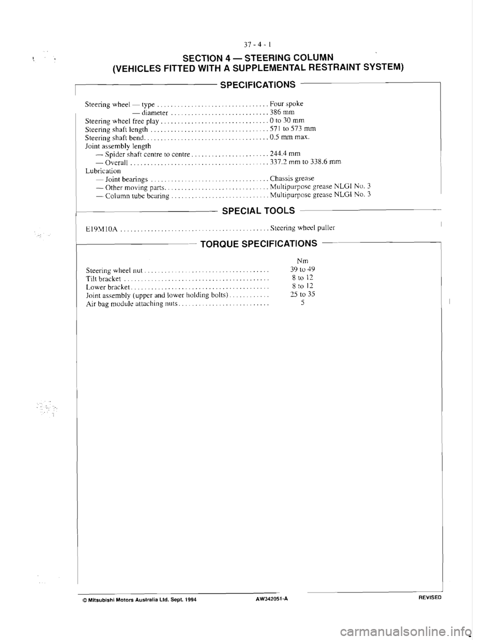 MITSUBISHI VERADA 1995  Workshop Manual 