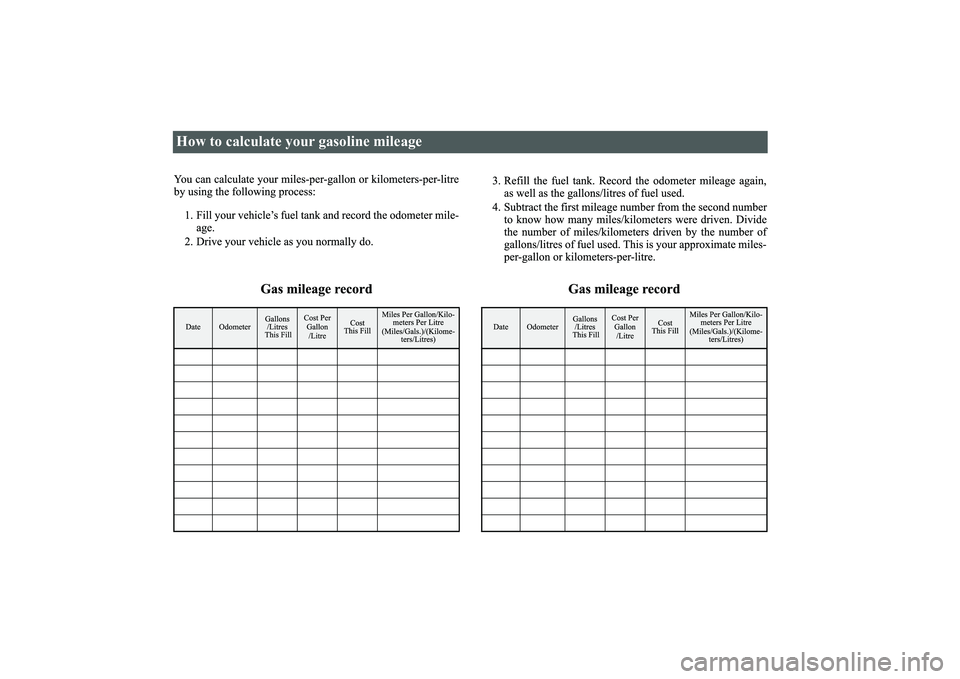 MITSUBISHI OUTLANDER III 2018  Owners Manual How to calculate your gasoline mileage BK0249100US.book  1 ページ  ２０１７年５月１０日　水曜日　午前８時４９分 
